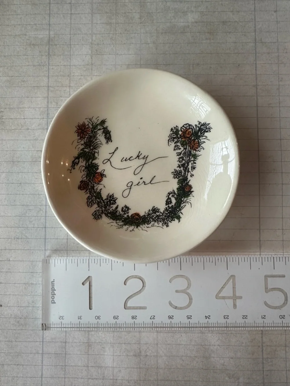 Creative Co-Op Lucky Girl Floral Trinket Tray